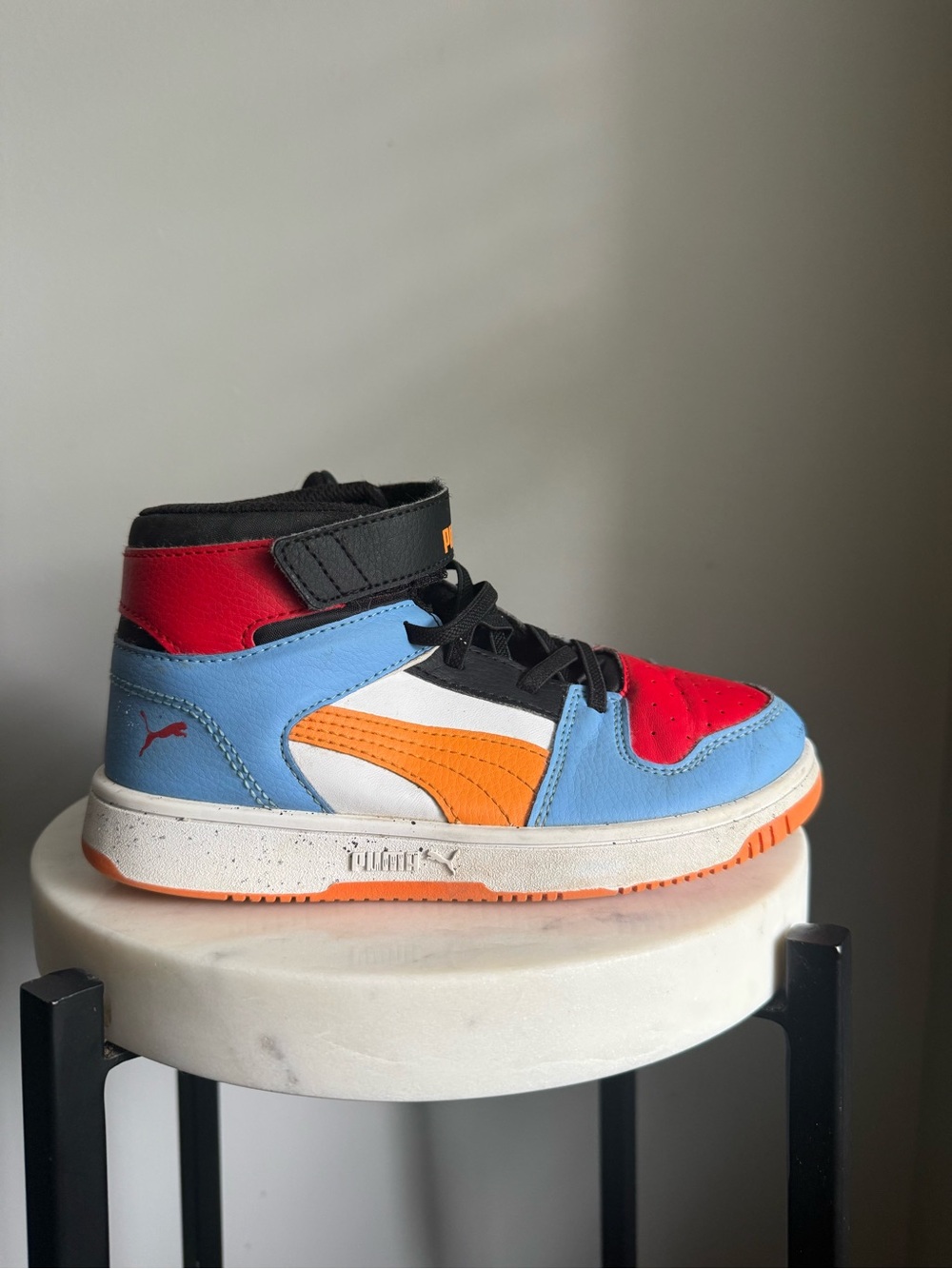 Puma Kids' Blue, Red & Orange High-Top Sneakers - size 13